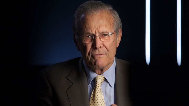 Former Defense Secretary Donald Rumsfeld is seen in 2012 as he was being interviewed for "The Presidents' Gatekeepers," a documentary about the White House chiefs of staff.