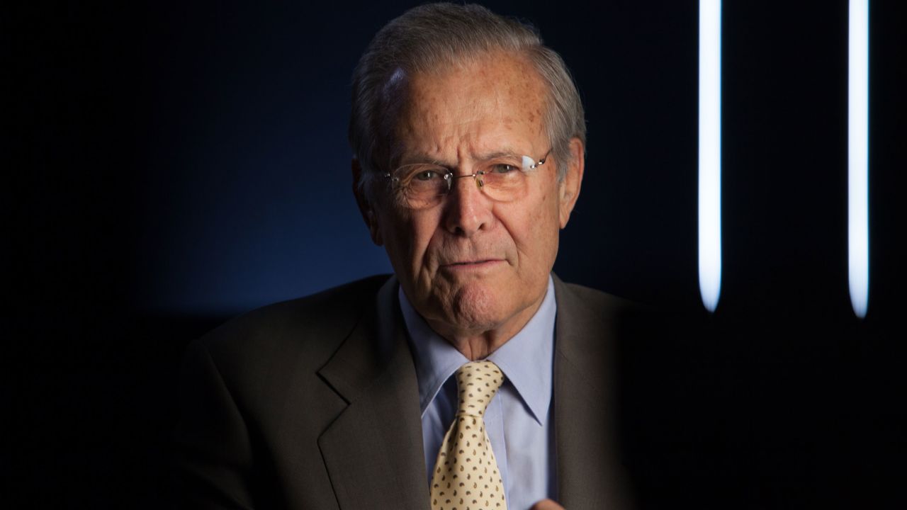 Former Defense Secretary Donald Rumsfeld is seen in 2012 as he was being interviewed for "The Presidents' Gatekeepers," a documentary about the White House chiefs of staff.