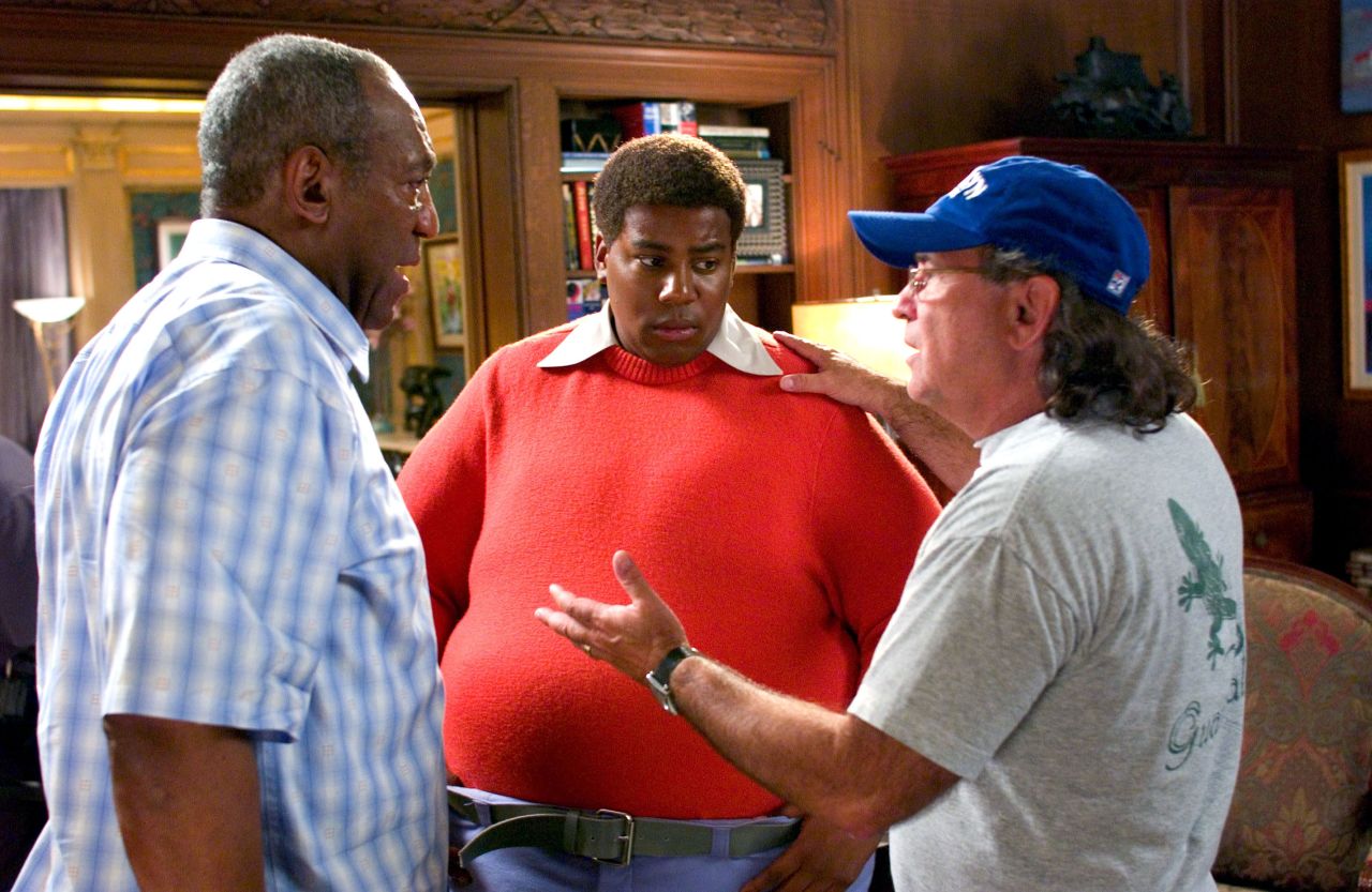 Cosby appears on the set of the film "Fat Albert" with actor Kenan Thompson, center, and director Joel Zwick in 2004. The movie was the live-action version of "Fat Albert and the Cosby Kids," a Saturday morning cartoon series that Cosby created in 1972 and ran for more than a decade.