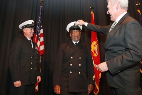 Cosby is recognized as an honorary chief petty officer by US Navy leaders in Washington in February 2011.