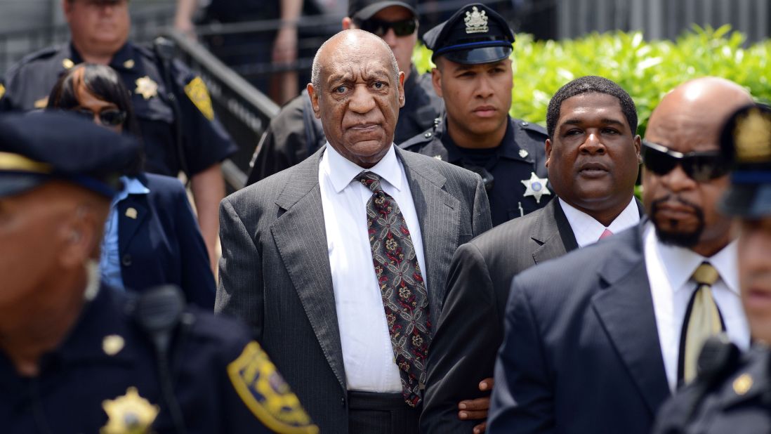 Bill Cosby leaves a preliminary hearing related to sexual assault charges he was facing in Pennsylvania in 2016. Two years later he was convicted of aggravated indecent assault, but that conviction has been overturned.