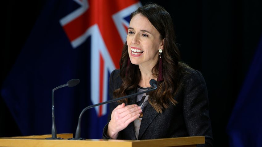 WELLINGTON, NEW ZEALAND - JUNE 28: Prime Minister Jacinda Ardern addresses media during a post cabinet press conference at Parliament on June 28, 2021 in Wellington, New Zealand. The Wellington region is in alert level 2 until 11.59pm on Tuesday while the rest of the country is at level 1 following the emergence of new COVID-19 cases in New Zealand linked to a cluster outbreak in Sydney, Australia. (Photo by Hagen Hopkins/Getty Images)