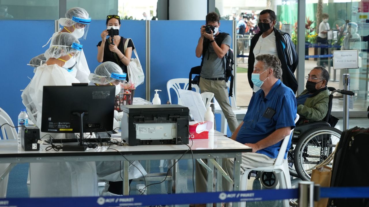 International travelers flying into Phuket must go through a series of screening checkpoints. 