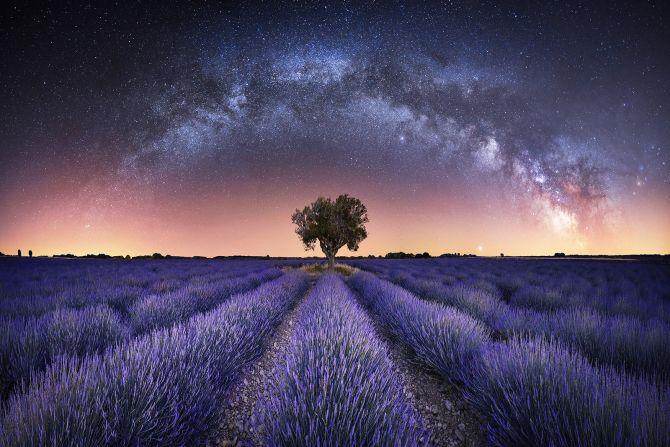 The photographer captured a mesmerizing panorama of the Milky Way over the lavender fields in Valensole, France.