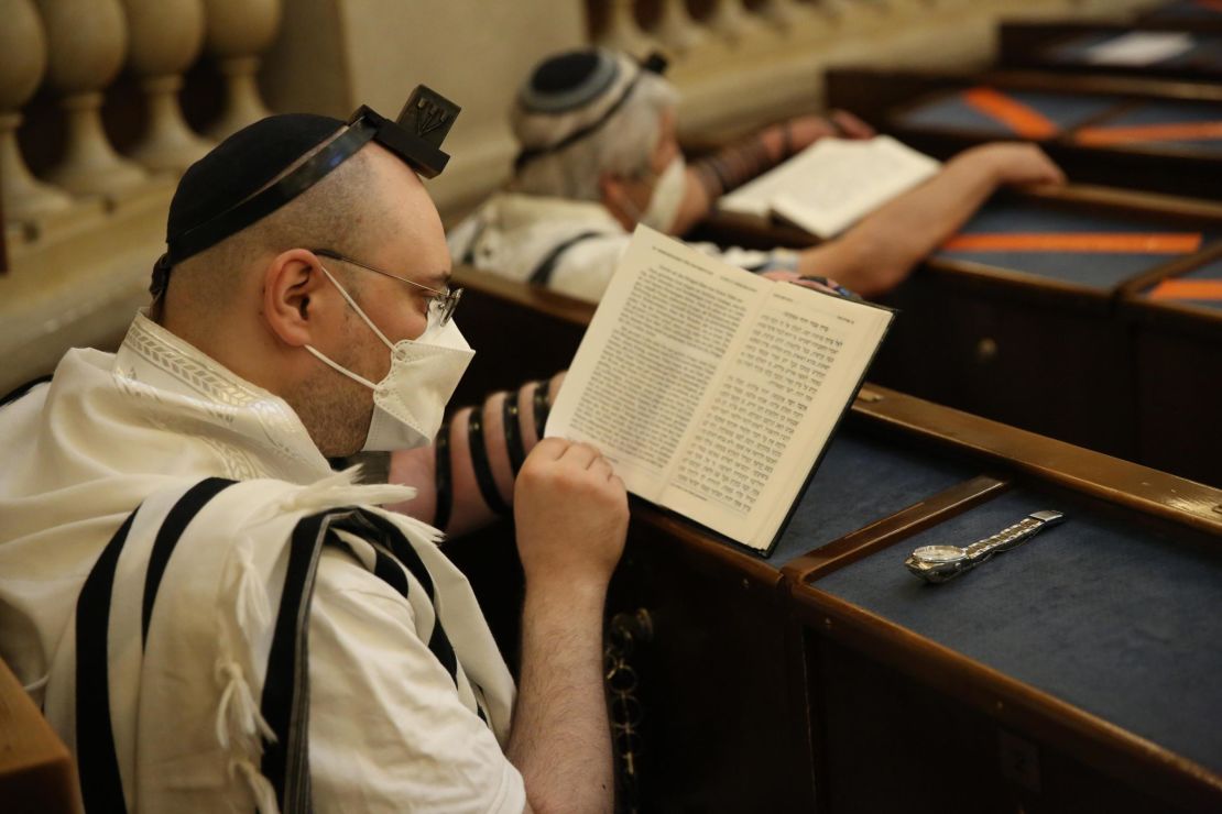 Men worship at the Stadttempel synagogue in Vienna. There are about 15,000 Jews in Austria, down from an estimated 220,000 before the rise of Hitler.