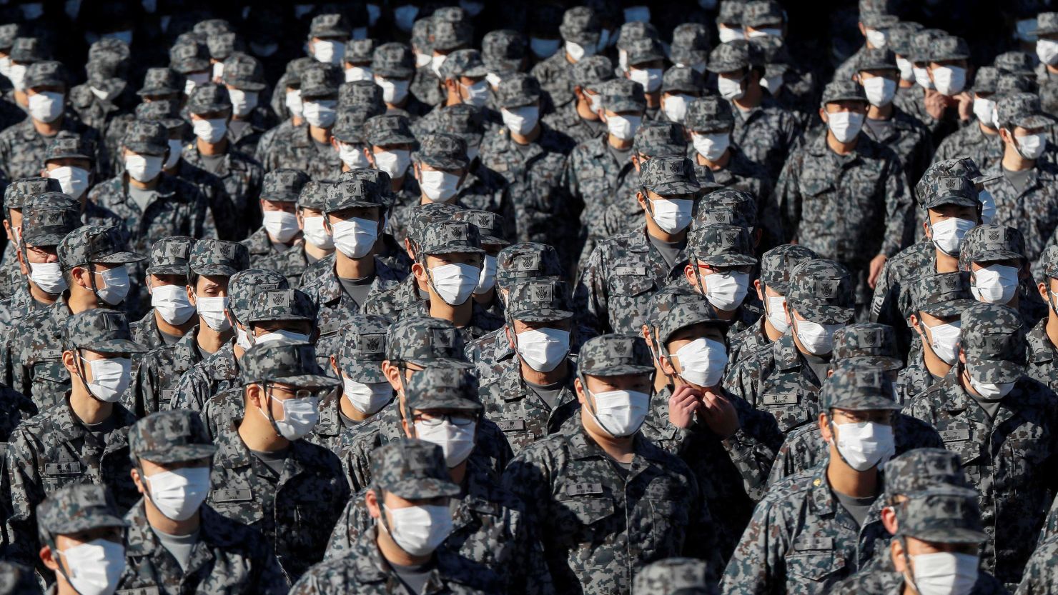 Japan's Air Self-Defense Force personnel prepare for a review by Japanese Prime Minister Yoshihide Suga at Iruma Air Base in Sayama, Saitama Prefecture, Japan on November 28, 2020. 