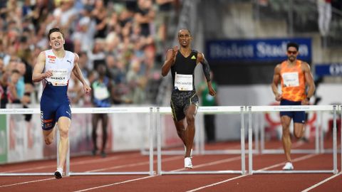 Norway's Karsten Warholm fired out a shot at potential Tokyo Olympic rivals when he shattered the long-standing 400m hurdles world record at Diamond League meet in Oslo and warned he had "more in the tank".