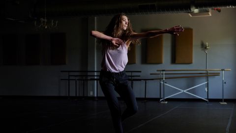 Becca Hoback, a contemporary dance artist, practices at Dance East in Nashville.