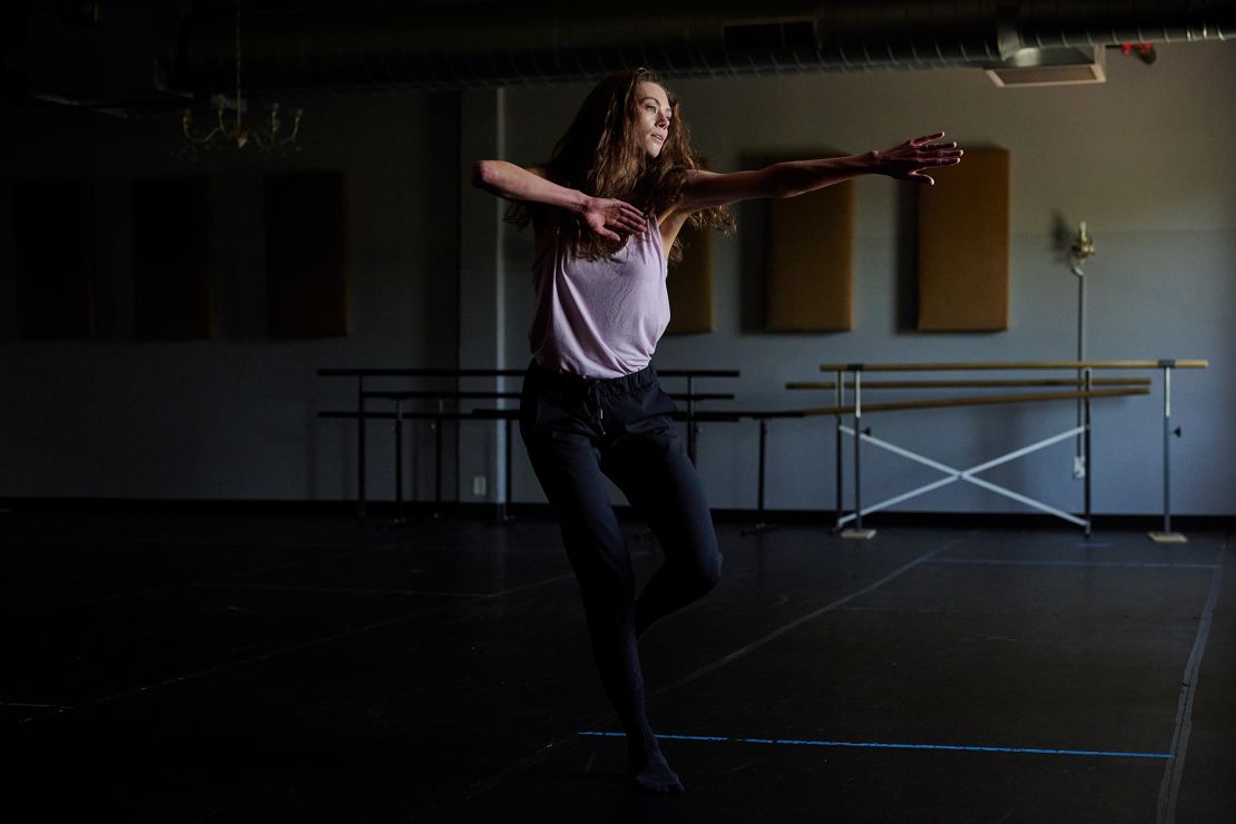 Becca Hoback, a contemporary dance artist, practices at Dance East in Nashville. 
