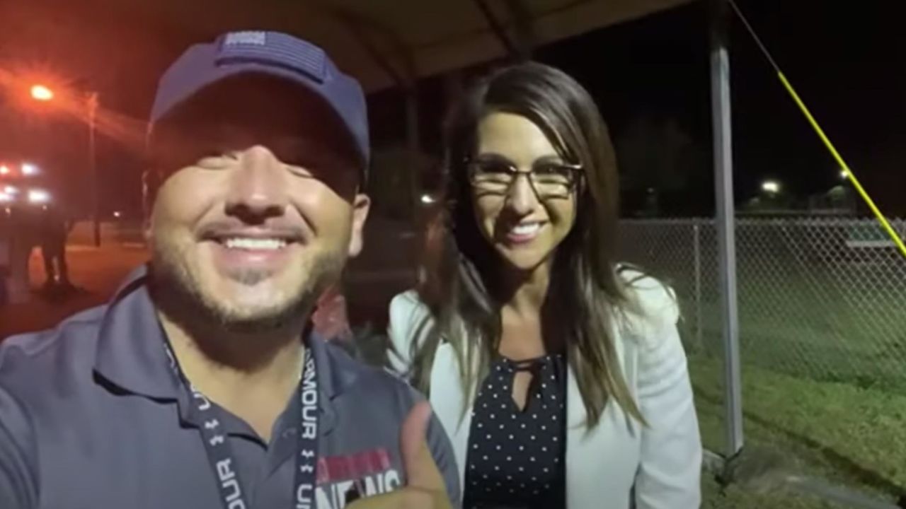 Conservative YouTuber Anthony Aguero poses for a photo with Rep. Lauren Boebert of Colorado during a visit to the US-Mexico border on June 29, 2021.