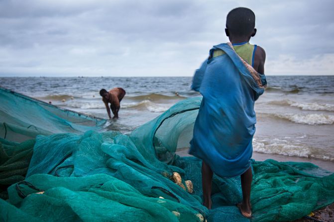 Children are prized for their small and nimble fingers, able to untether and mend nets.