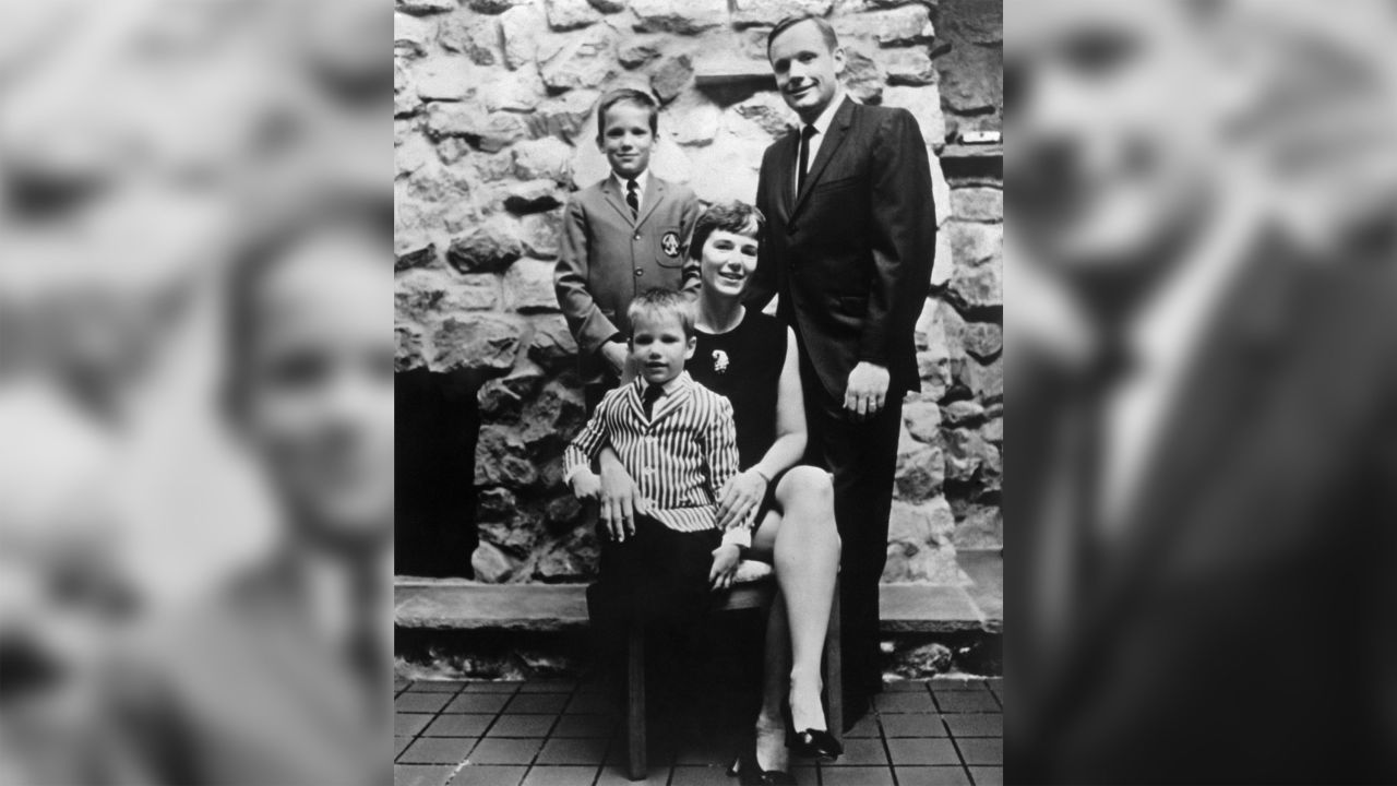 Armstrong family portrait, featuring dad Neil, mom Janet, and sons Rick (left, standing) and Mark, from July 1969.