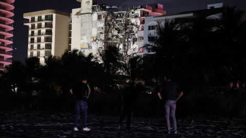 A portion of the condo tower crumbled to the ground during a partial collapse of the building on June 24, 2021 in Surfside, Florida. 