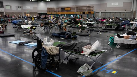 Residents at a cooling center during a heatwave in Portland, Oregon, U.S., on Monday, June 28, 2021. 