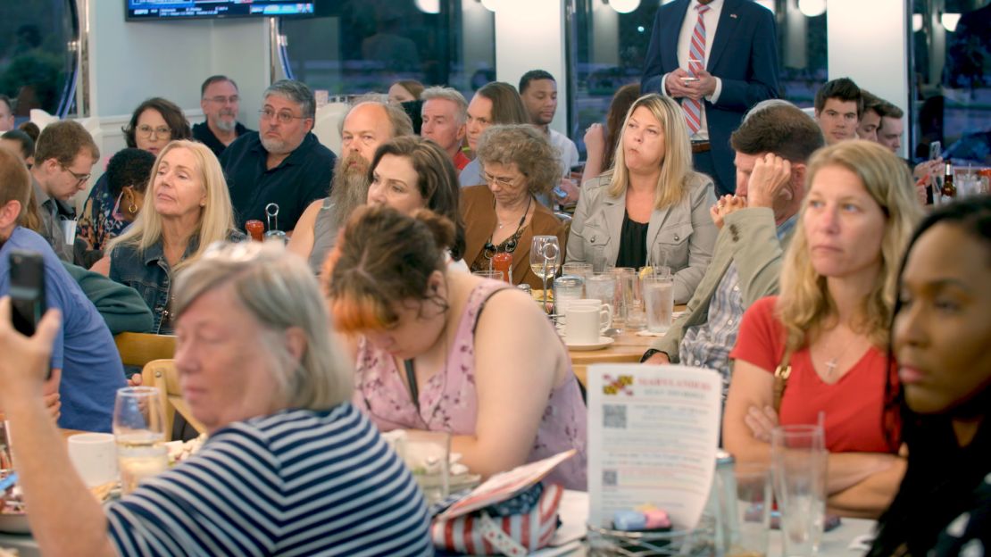More than 100 people gathered at a diner in Howard County, Maryland in June to listen to a panel held by local Republican groups on school Covid-19 shutdowns and critical race theory.