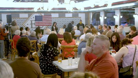 People gathered at a diner near Baltimore to listen to a panel held by local Republican groups.