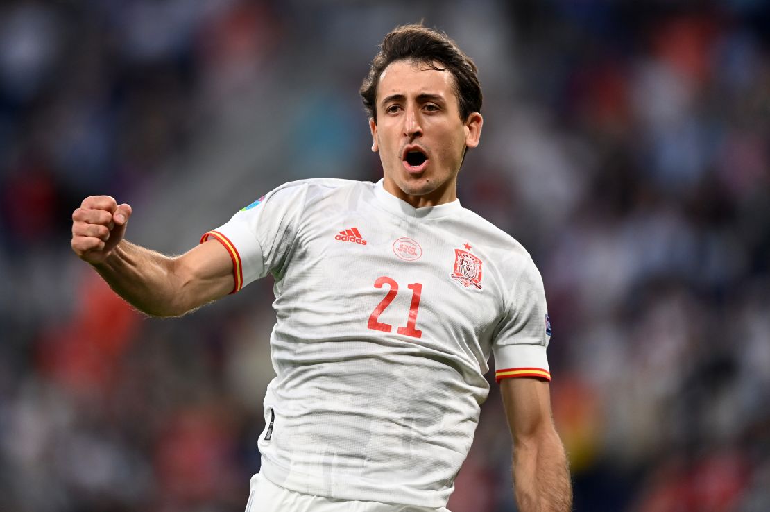 Mikel Oyarzabal celebrates his side's victory in the penalty shootout. 