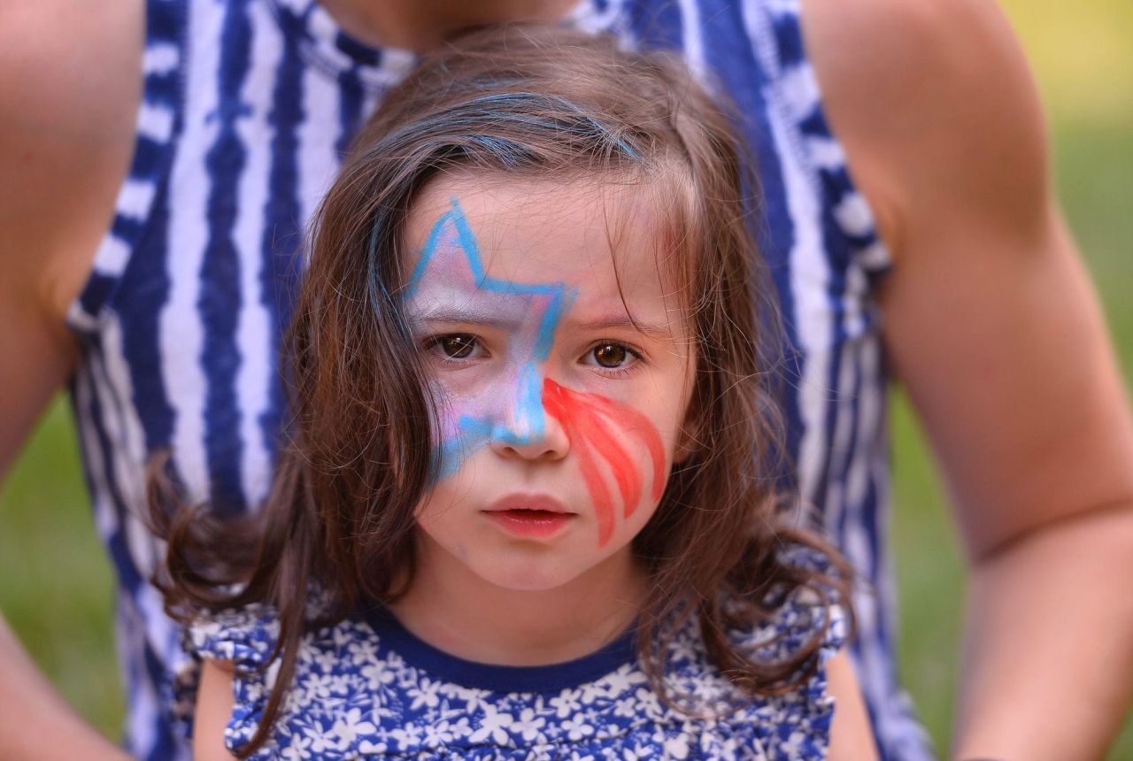 Kate Kendall and her daughter Georgia, 5, participated in the annual Converse Heights Fourth of July Parade, in Spartanburg, South Carolina, on Saturday morning, July 3.