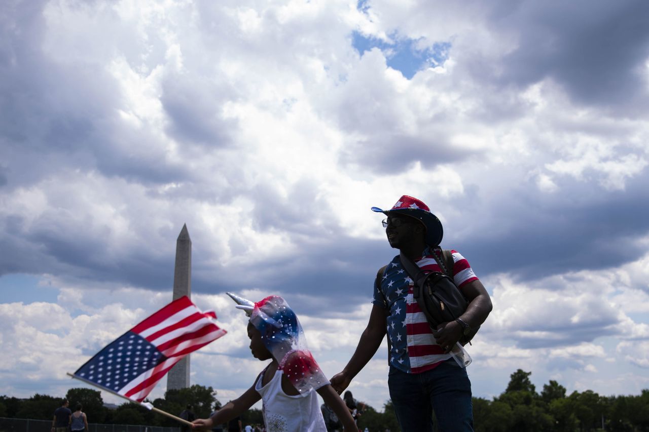 Visitors gather on the Ellipse near the White House on Sunday, July 4.