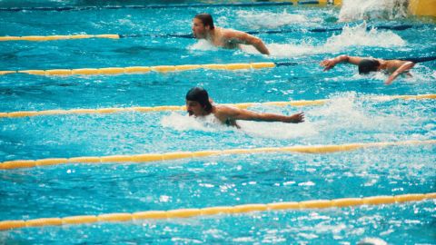 Spitz competes in the butterly at the 1972 Summer Olympics.