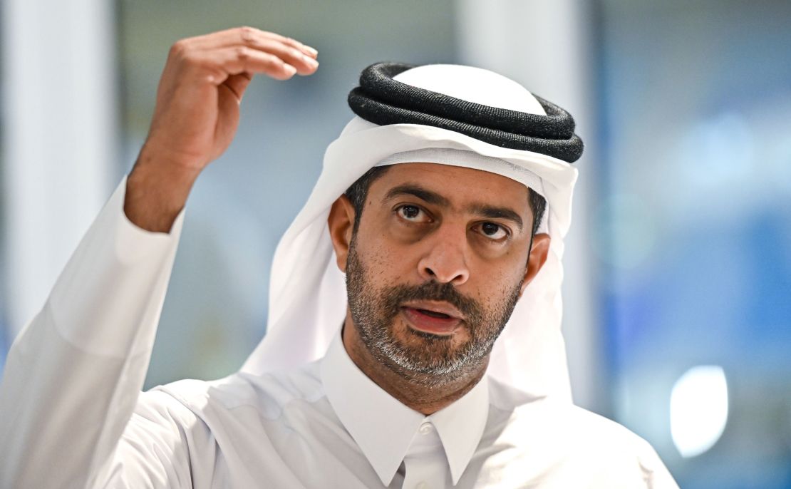 Nasser Al Khater, chief executive of the FIFA World Cup Qatar 2022 organisation, gives a press conference at Al-Janoub Stadium in the capital Doha on September 25, 2019.