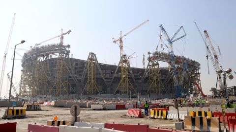 A general view of the construction work at Lusail Stadium in December 2019 in Doha, Qatar.