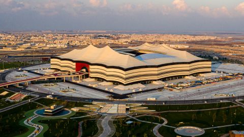 A general view of Al-Bayt Stadium on December 19, 2019 at Al Khor City, Qatar.