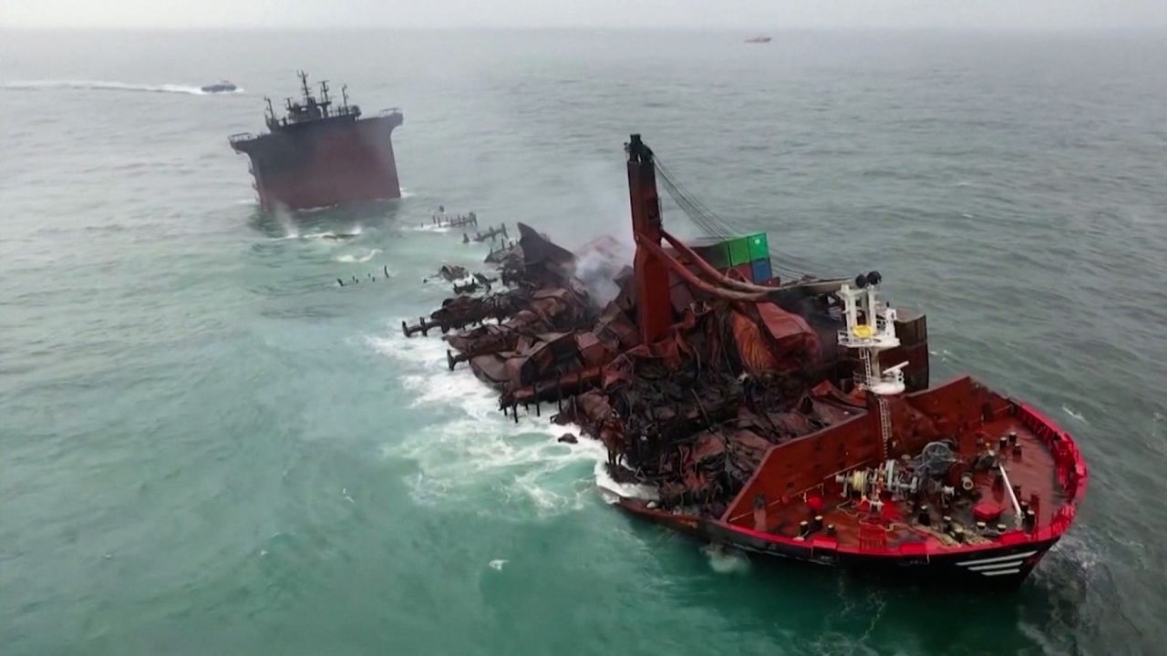 The X-Press Pearl caught fire on May 20 and burnt for 13 days before sinking. 