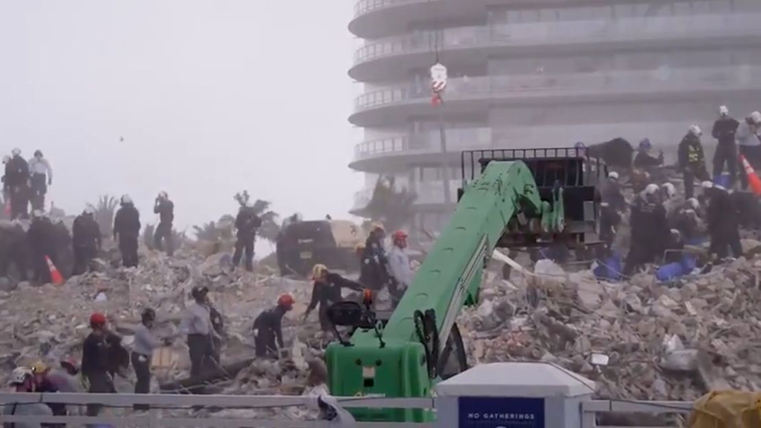 Rescue crews are working 12-hour days at the Surfside condo site.