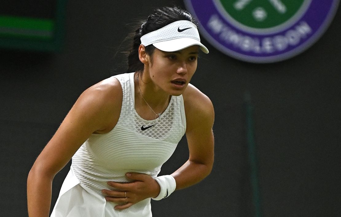 Raducanu withdrew from Wimbledon after struggling in her fourth-round match. 