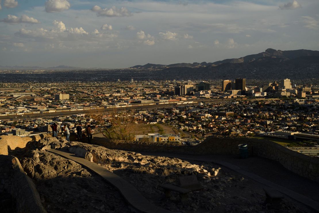 An aerial view of El Paso, Texas, just north of the US-Mexico border, on June 24.