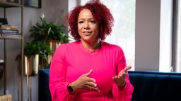 Nikole Hannah-Jones announced she will not teach at the University of North Carolina at Chapel Hill following a fight over tenure. She is pictured here being interviewed at her home in Brooklyn.