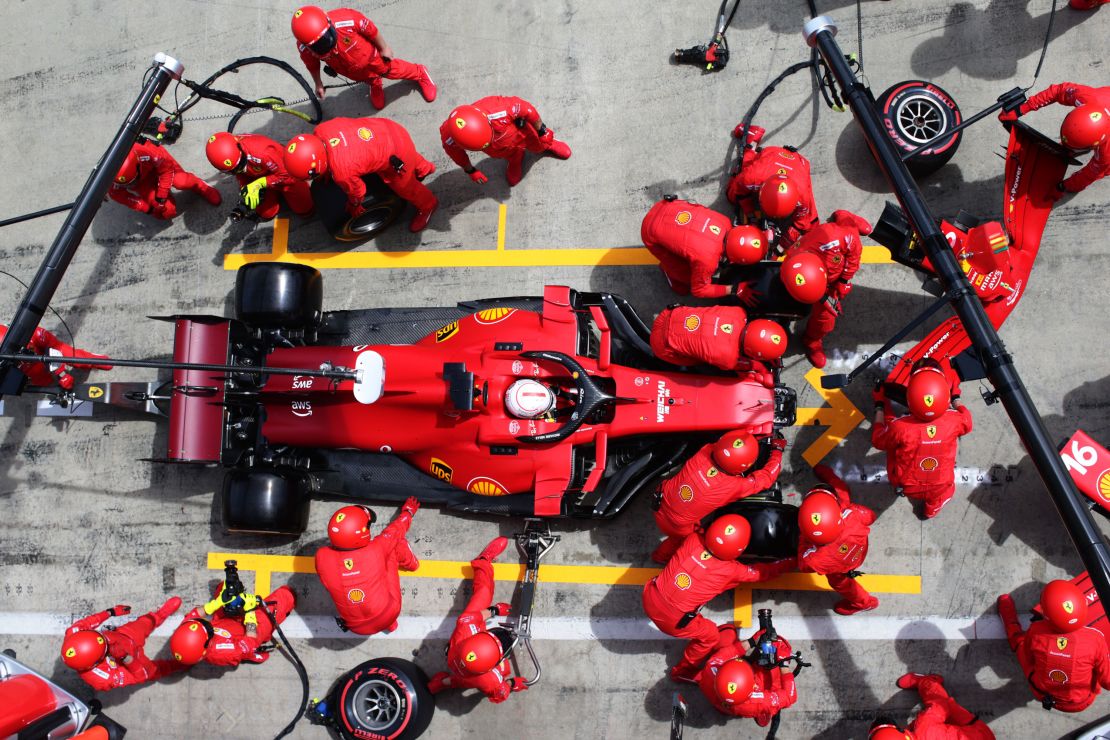 Leclerc makes a pitstop during the Styrian Grand Prix.