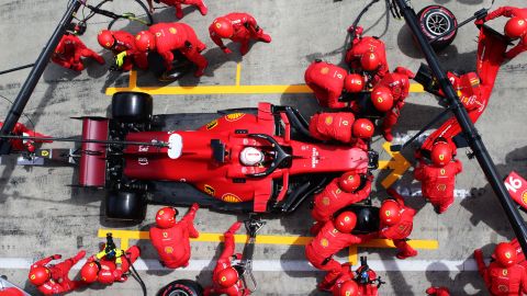 Leclerc makes a pitstop during the Styrian Grand Prix.