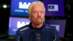 Sir Richard Branson, Founder of Virgin Galactic, is interviewed on the floor of the New York Stock Exchange, Monday, Oct. 28, 2019. 