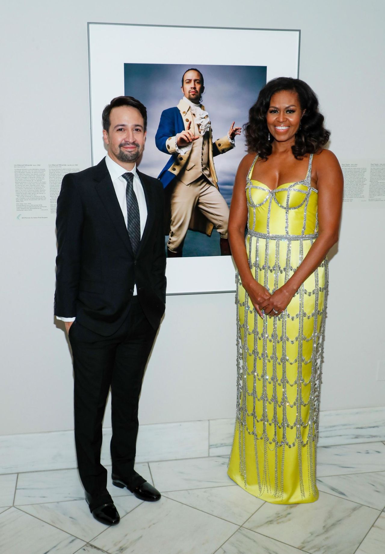 Former first lady Michelle Obama in Schiaparelli at the 2019 American Portrait Gala at Smithsonian's National Portrait Gallery.