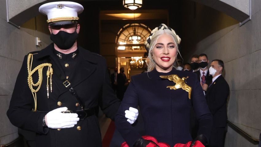 US singer Lady Gaga arrives to perform "The Star-Spangled Banner" during the 59th Presidential Inauguration on January 20, 2021, at the US Capitol in Washington, DC. (Photo by Win McNamee / POOL / AFP) (Photo by WIN MCNAMEE/POOL/AFP via Getty Images)