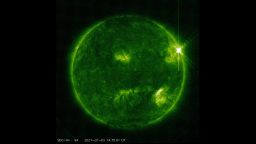 A solar flare erupted on the right side of the sun last Saturday, the largest of this solar cycle.