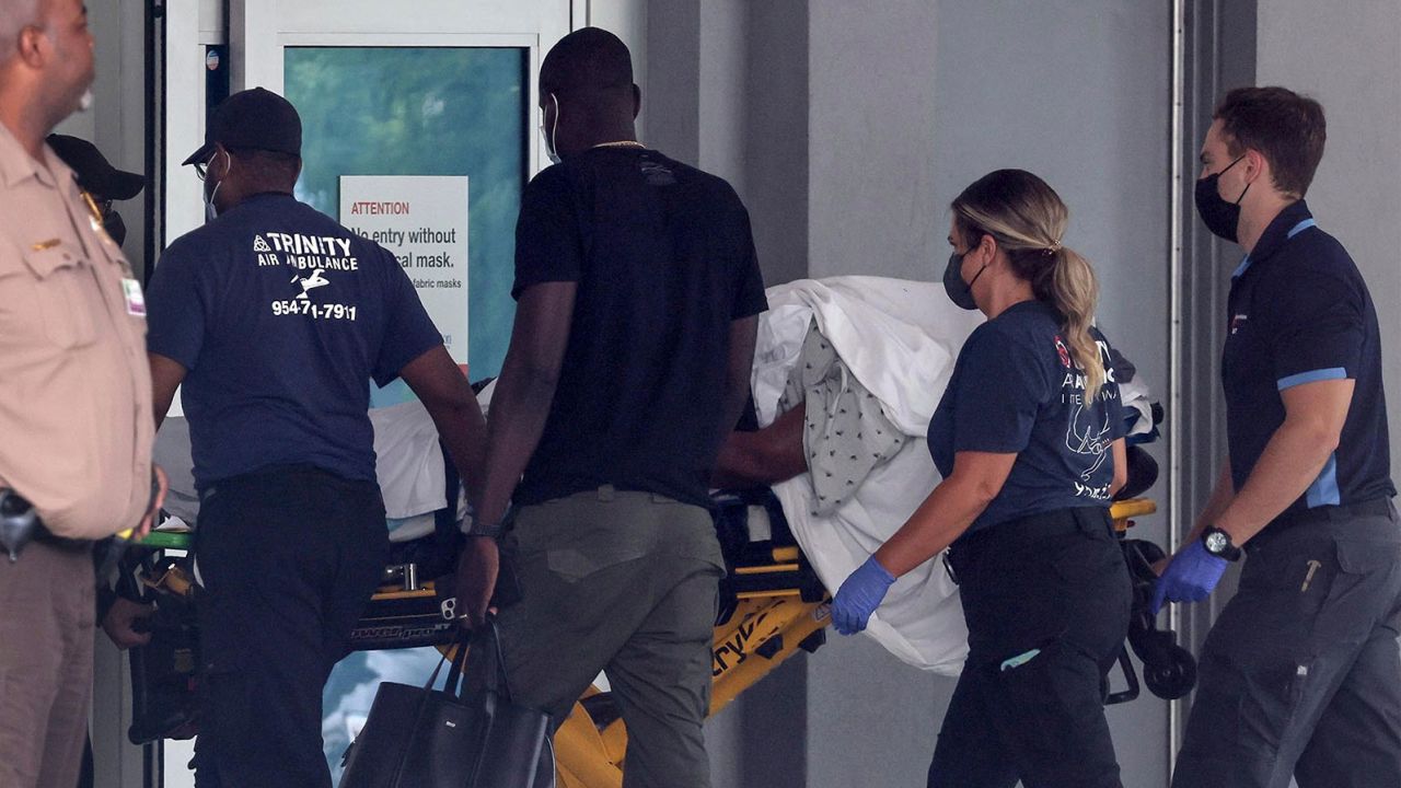 First lady Martine Moise arrives at Jackson Health System's Ryder Trauma Center in Miami on July 7.