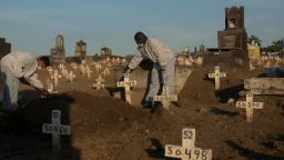 Burial of Covid-19 victims at Inhauma Cemetery, in Rio de Janeiro, Brazil, on June 25, 2021. 