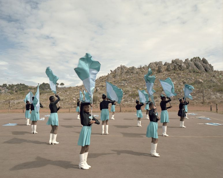 The images are collected in her photo series 'Drummies.' Pictured here are the Hillcrest Primary Majorettes, Grabouw, 2018.
