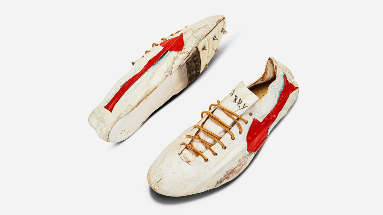The shoes were originally made for Canadian track and field sprinter and Olympian, Harry Jerome.