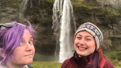 Sara and Laura on vacation together in Iceland.