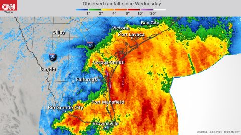 Texas flooding Wednesday observed totals