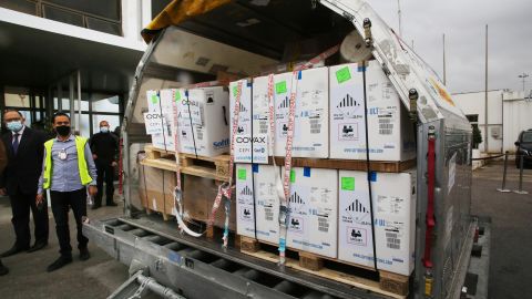 COVAX vaccines pictured arriving in Tunisia.