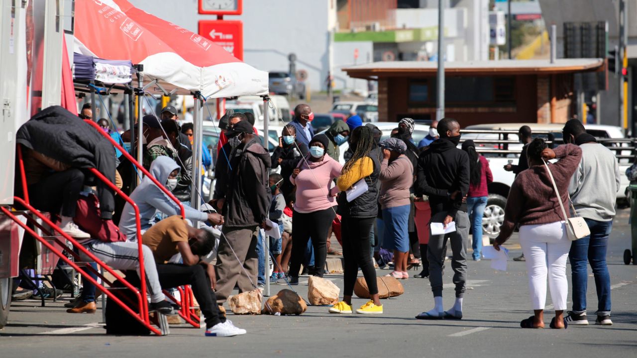 People queue for Covid-19 testing in Windhoek, Namibia.