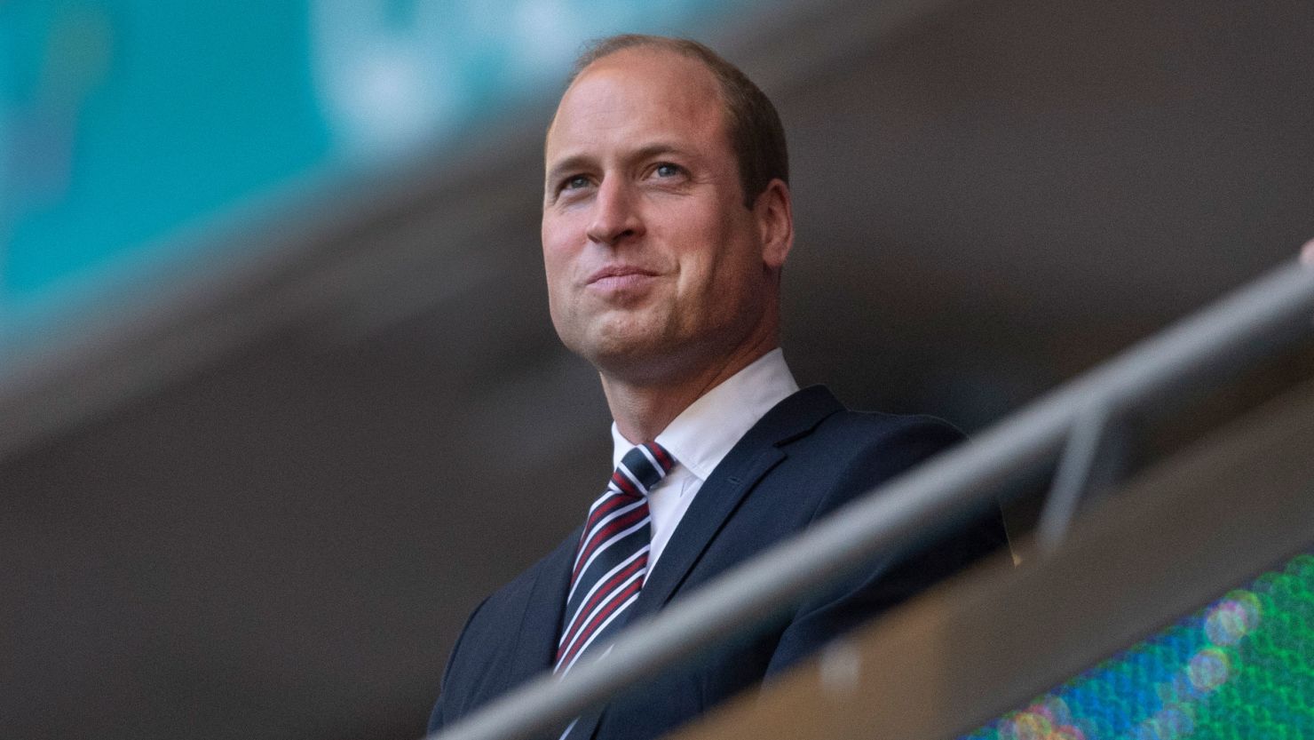 Prince William watches the UEFA Euro 2020 Championship semi-final between England and Denmark on Wednesday. 