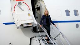 First lady Jill Biden arrives at William P. Hobby Airport in Houston, Tuesday, June 29, 2021. 