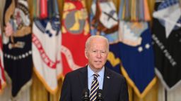 US President Joe Biden speaks about the situation in Afghanistan from the East Room of the White House in Washington, DC, July 8, 2021.