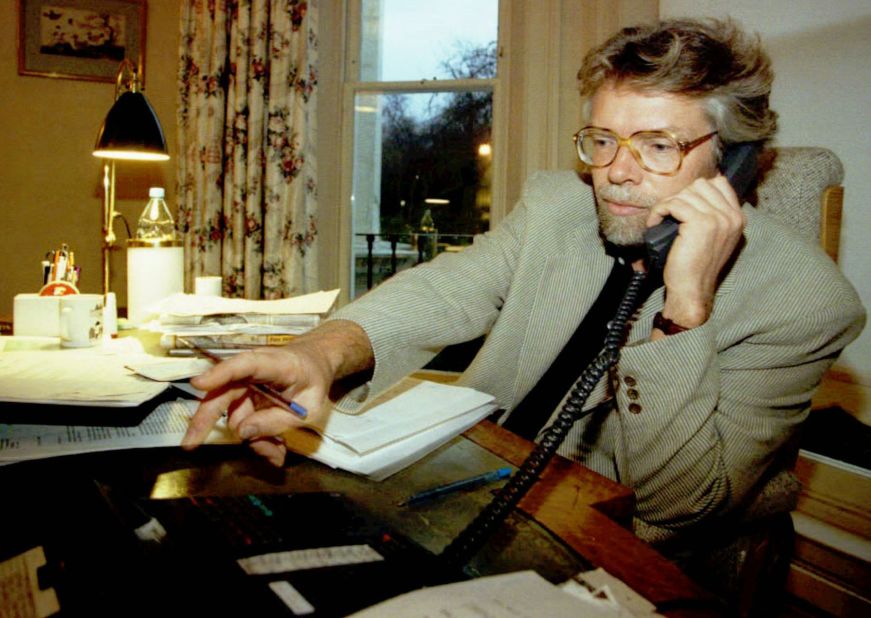 Branson is seen in his office in London in 1996. In 1992, he sold his Virgin Music Group to Thorn EMI. He said the sale would allow him to concentrate on his airline.